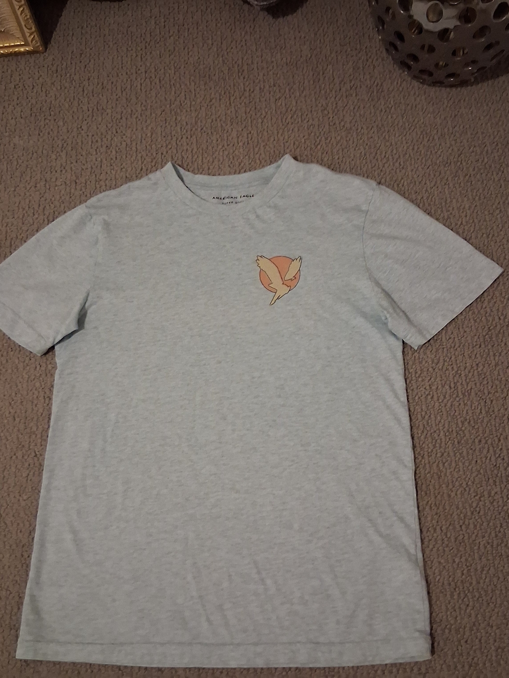 American Eagle Outfitters Light Blue Graphic Crew Neck T‑Shirt
